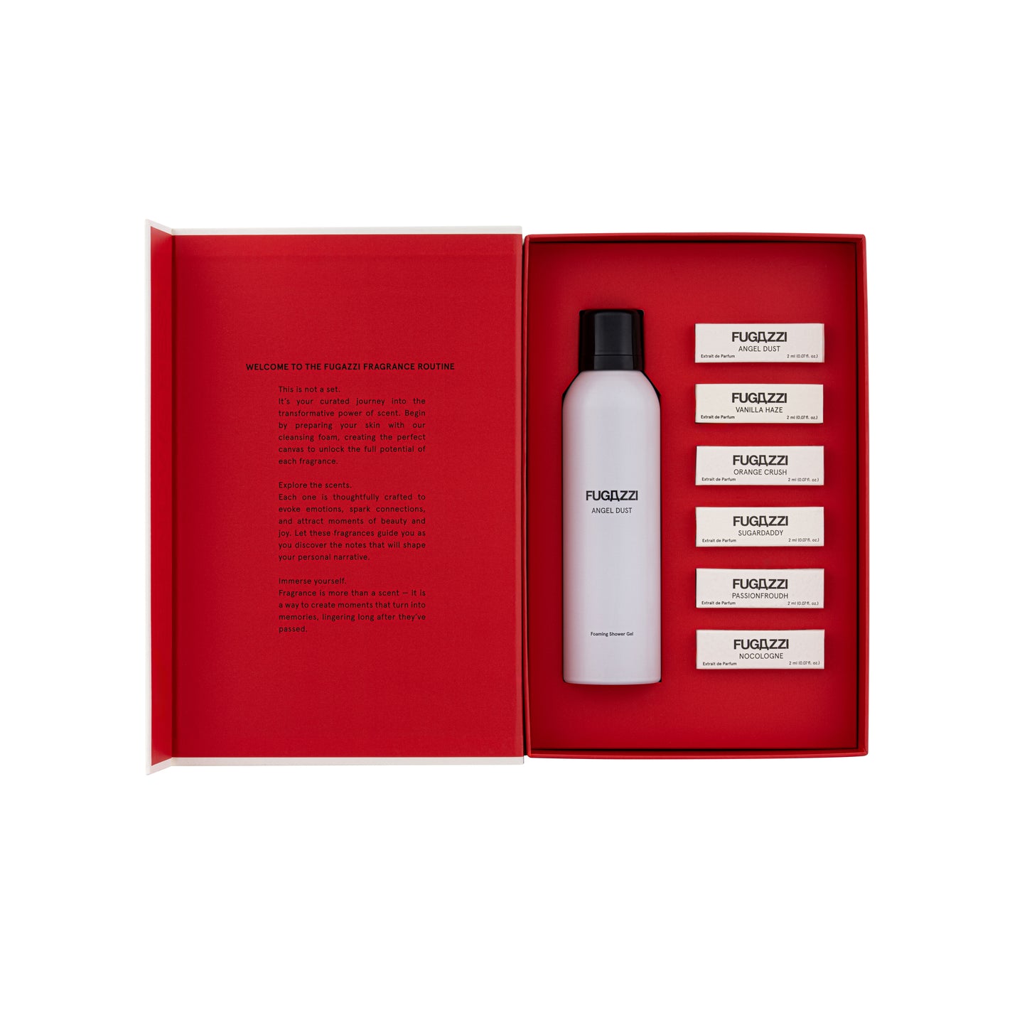 Fugazzi Discovery Set = 6x Extrait de Parfum 2ml + 1x200ml Shower Gel